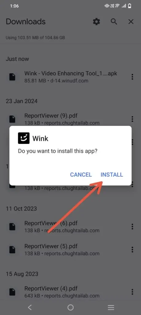 Home 16 Press on the install button to start installation of Wink Mod Apk